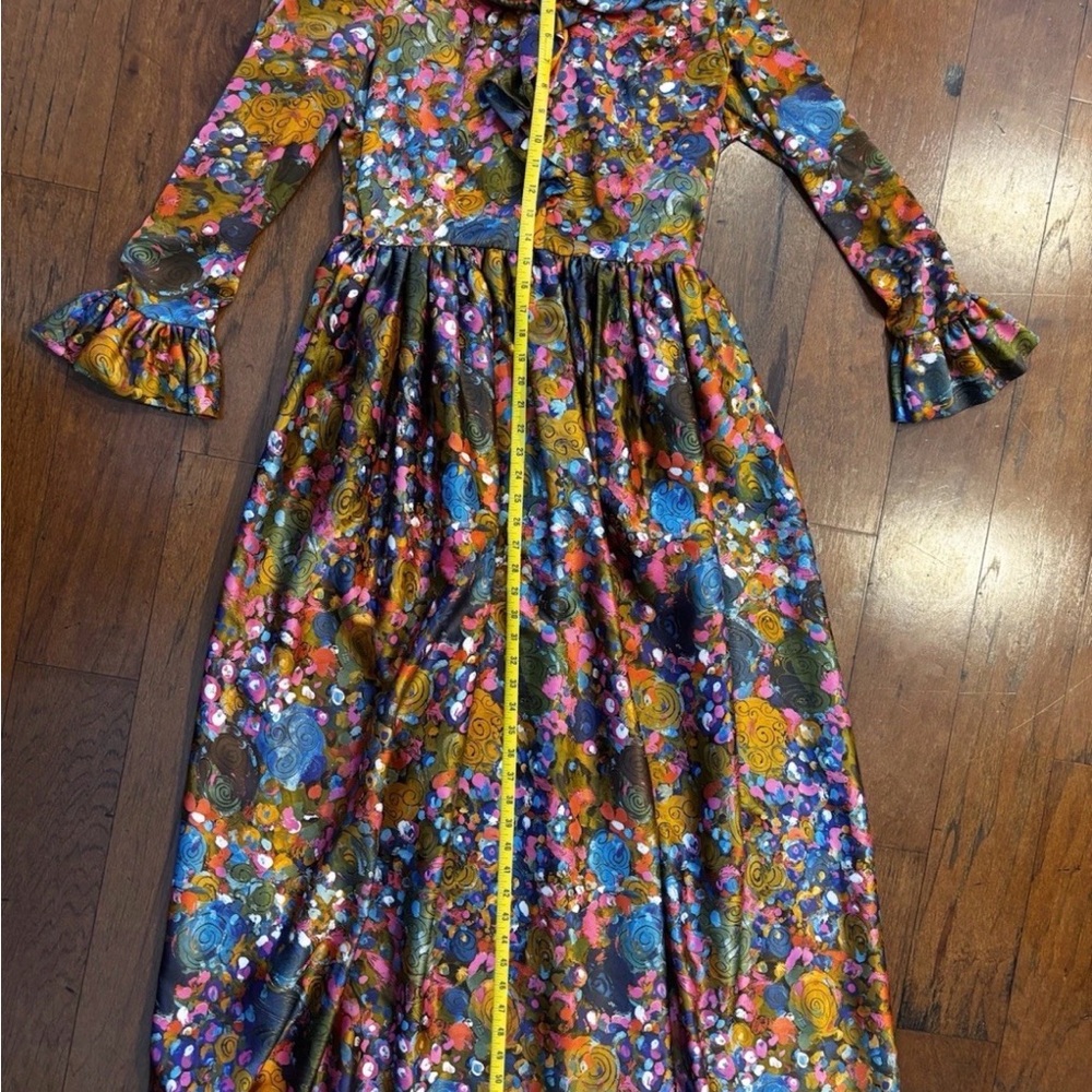 Vintage 1970s handmade Elegant Floral Maxi Dress mother of the bride dress